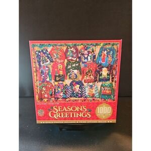 1000‎ pc Puzzle MasterPieces Seasons Greetings Holiday Sweaters Sealed -BX1